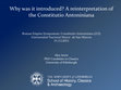 Research paper thumbnail of Why was it introduced? A reinterpretation of the Constitutio Antoniniana/La Constitución de Caracalla: razones de su promulgación; un reexamen