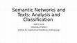 Research paper thumbnail of Semantic Networks and Texts: Analysis and Classification