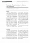 Research paper thumbnail of Reliability of varicella history in children and adolescents