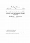 Research paper thumbnail of *Kingsley, Tara L.; Cassady, Jerrell C.; and Tancock, Susan M. (2015) Successfully promoting 21st        century online research skills: Interventions in 5th-Grade classrooms, Reading Horizons, 54(2).