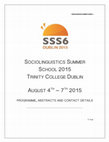 Research paper thumbnail of 6th Sociolinguistics Summer School (4 - 7th August 2015)