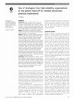 Research paper thumbnail of Use of strategies from high-reliability organisations to the patient hand-off by resident physicians: practical implications