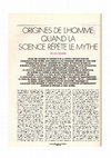 Research paper thumbnail of Origines de l’homme : quand la science répète le mythe / Human origins: when science reproduces a myth