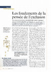 Research paper thumbnail of Les fondements de la pensée de l'exclusion