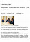 Research paper thumbnail of The Realities of Russian Hybrid War, Future Targets, King's College London, Defence-in-Depth blog