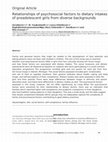 Research paper thumbnail of Relationships of psychosocial factors to dietary intakes of preadolescent girls from diverse backgrounds