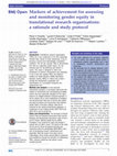 Research paper thumbnail of Markers of achievement for assessing and monitoring gender equity in translational research organisations: a rationale and study protocol. BMJ Open 2016, 6:1.