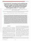 Research paper thumbnail of A program for annotating and predicting the effects of single nucleotide polymorphisms, SnpEff: SNPs in the genome of Drosophila melanogaster strain w1118; iso-2; iso-3