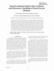 Research paper thumbnail of Internal Combustion Engine Vehicle: Emissions and Performance Using Blends of Natural Gas and Hydrogen