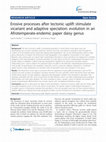 Research paper thumbnail of Erosive processes after tectonic uplift stimulate vicariant and adaptive speciation: evolution in an Afrotemperate-endemic paper daisy genus