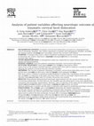 Research paper thumbnail of Analysis of patient variables affecting neurologic outcome after traumatic cervical facet dislocation