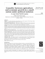 Research paper thumbnail of Causality Between Agriculture and Economic Growth In a Small Nation Under Political Isolation: A Case From North Cyprus