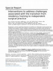 Research paper thumbnail of Interventions to address challenges associated with the transition from residency training to independent surgical practice