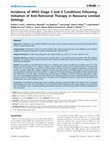 Research paper thumbnail of Incidence of WHO Stage 3 and 4 Conditions following Initiation of Anti-Retroviral Therapy in Resource Limited Settings