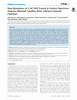 Research paper thumbnail of Rare Mutations of CACNB2 Found in Autism Spectrum Disease-Affected Families Alter Calcium Channel Function