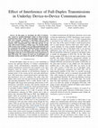 Research paper thumbnail of Effect of Interference of Full-Duplex Transmissions in Underlay Device-to-Device Communication