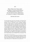 Research paper thumbnail of What Does the ‘Sublation’ of Moral Consciousness Mean for Philosophical Practice? On the Institutional Dimension of Therapy in Hegel's Philosophy