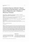 Research paper thumbnail of Correlations between Alzheimer's Disease Cerebrospinal Fluid Biomarkers and Cerebral Glucose Metabolism after 12 Months of Phenserine Treatment