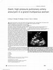 Research paper thumbnail of Giant, high pressure pulmonary artery aneurysm in a grand multiparous woman