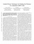 Research paper thumbnail of Linked-cluster technique for finding the distance of a quantum LDPC code