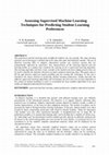 Research paper thumbnail of Assessing Supervised Machine Learning Techniques for Predicting Student Learning Preferences