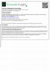 Research paper thumbnail of Journal of Managerial Psychology Leader-follower congruence in loneliness, LMX and turnover intention Article information