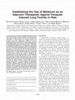 Research paper thumbnail of Establishing the Use of Melatonin as an Adjuvant Therapeutic Against Paraquat Induced Lung Toxicity in Rats