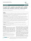 Research paper thumbnail of A novel CCM1 mutation associated with multiple cerebral and vertebral cavernous malformations