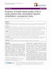 Research paper thumbnail of Predictors of health-related quality of life in patients with chronic liver disease