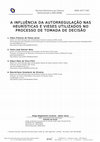 Research paper thumbnail of A INFLUÊNCIA DA AUTORREGULAÇÃO NAS HEURÍSTICAS E VIESES UTILIZADOS NO PROCESSO DE TOMADA DE DECISÃO 1-Fábio Pimenta de Pádua Júnior