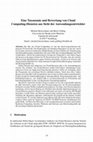 Research paper thumbnail of Eine Taxonomie und Bewertung von Cloud Computing-Diensten aus Sicht der Anwendungsentwickler