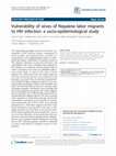 Research paper thumbnail of Vulnerability of wives of Nepalese labor migrants to HIV infection: a socio-epidemiological study ARCHIVES OF PUBLIC HEALTH