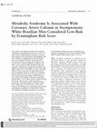 Research paper thumbnail of Metabolic Syndrome Is Associated With Coronary Artery Calcium in Asymptomatic White Brazilian Men Considered Low-Risk by Framingham Risk Score