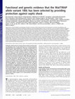 Research paper thumbnail of Functional and genetic evidence that the Mal/TIRAP allele variant 180L has been selected by providing protection against septic shock