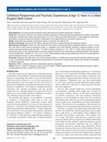 Research paper thumbnail of Childhood Parasomnias and Psychotic Experiences at Age 12 Years in a United Kingdom Birth Cohort