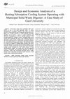 Research paper thumbnail of Design and Economic Analysis of a Heating/Absorption Cooling System Operating with Municipal Solid Waste Digester: A Case Study of Gazi University