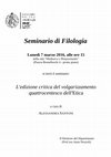 Research paper thumbnail of L'edizione critica del volgarizzamento quattrocentesco dell'Etica di Aristotele. Seminario di Filologia, a cura di Giuliano Tanturli - Università degli Studi di Firenze, 7 marzo 2016