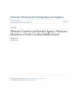 Research paper thumbnail of Phonetic variation and speaker agency: Mexicana identity in a North Carolina middle school