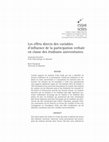 Research paper thumbnail of Les effets directs des variables d’infl uence de la participation verbale en classe des étudiants universitaires