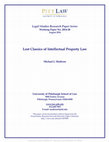 Research paper thumbnail of Legal Studies Research Paper Series Lost Classics of Intellectual Property Law