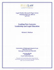 Research paper thumbnail of Legal Studies Research Paper Series Leading New Lawyers: Leadership and Legal Education