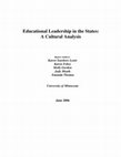 Research paper thumbnail of Educational Leadership in the States: A Cultural Analysis