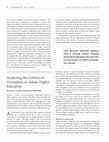 Research paper thumbnail of Analyzing the Culture of Corruption in Indian Higher Education