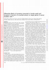 Research paper thumbnail of Differential effects of lycopene consumed in tomato paste and lycopene in the form of a purified extract on target genes of cancer prostatic cells