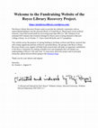 Research paper thumbnail of The Royce Library Recovery Project (https://josiahroycelibrary.wordpress.com/)