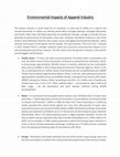 Research paper thumbnail of Environmental Impacts of Apparel Industry