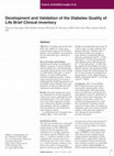 Research paper thumbnail of Development and Validation of the Diabetes Quality of Life Brief Clinical Inventory