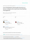 Research paper thumbnail of Use of endophytic diazotrophic bacteria as a vector to express the cry3A gene from Bacillus thuringiensis