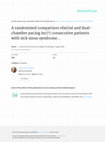 Research paper thumbnail of A randomized comparison ofatrial and dual-chamber pacing in177 consecutive patients with sick sinus syndrome