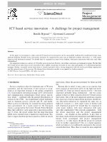 Research paper thumbnail of Bygstad, B. and Lanestedt, G. (2009) "ICT Based Service Innovation - a Challenge for Project Management". International Journal of Project Management, 27(3):234-242.